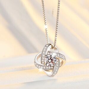 Sterling Silver Whirlwind Zirconia Pendant Necklace